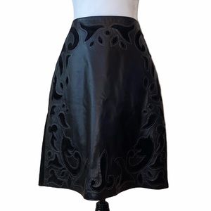 Danier Black Leather and Suede Cutout Skirt